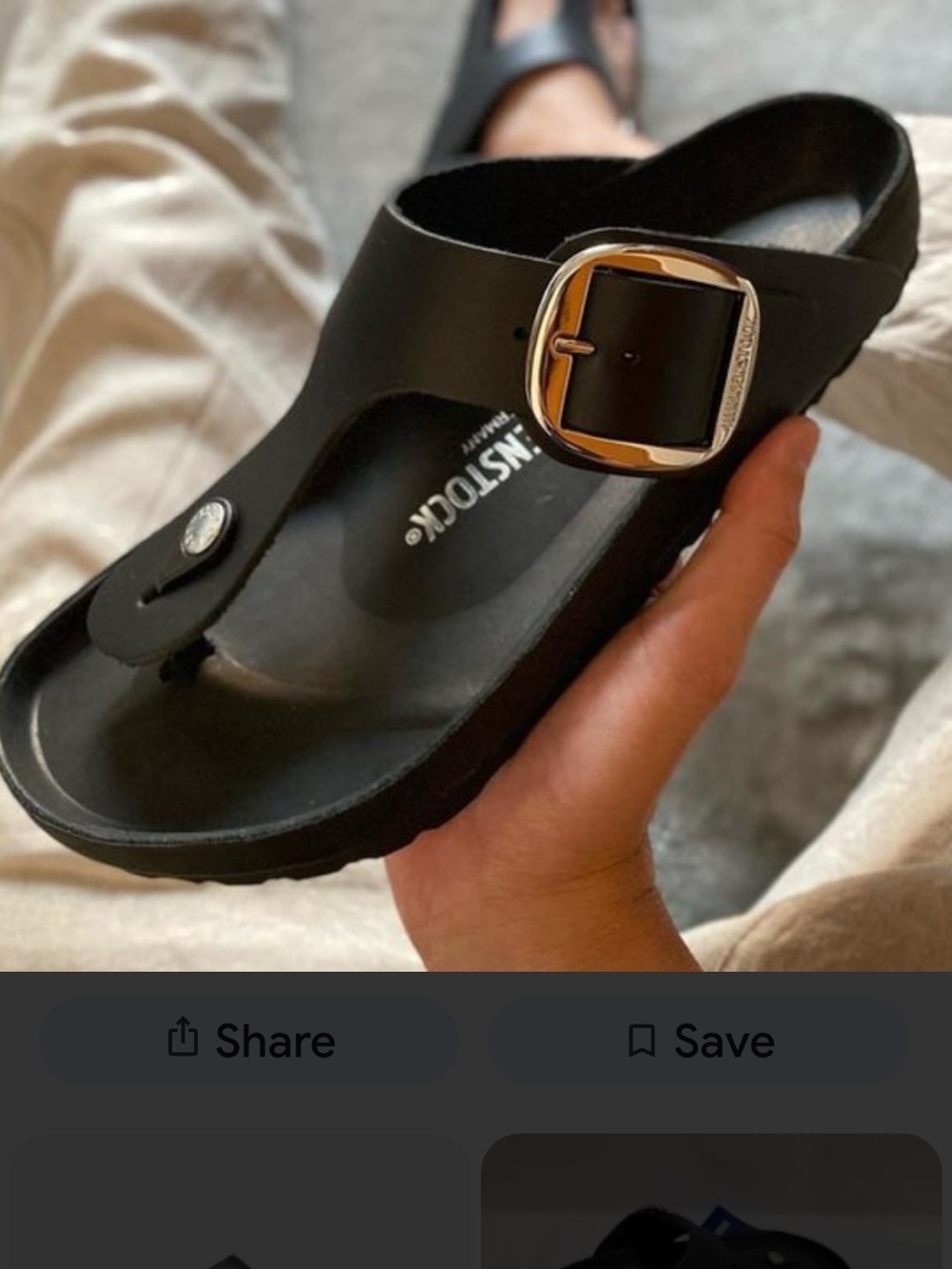 Birkenstock Black Gizeh EVA Thong Sandal with Silver Buckle